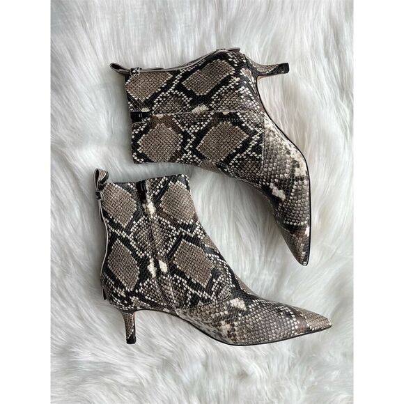 🆕 Franco Sarto Women's Gray Snakeskin Ankle Boots Size 5 Kitten Heel - Picture 5 of 9